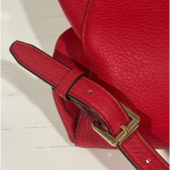 Authentic Michael Kors Rhea Medium Backpack Purse Red - Picture 6 of 11